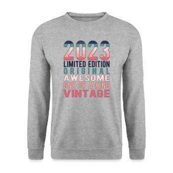 Limited Edition since 2023 Birthday Vintage 2023 - Unisex Sweatshirt - salt & pepper - Front - Alina (178cm) & Michal (187cm)
