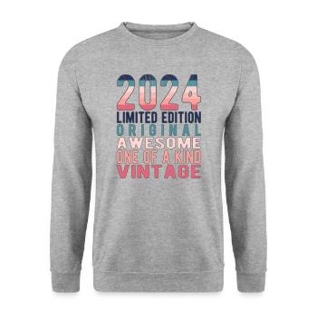 Edition limitée depuis 2024 Anniversaire Millésime 2024 - Sweat-shirt Unisexe - gris chiné - Devant - Alina (178cm) & Michal (187cm)