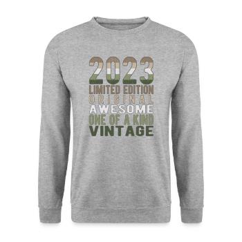 Limited Edition since 2023 Birthday Vintage 2023 - Unisex Sweatshirt - salt & pepper - Front - Alina (178cm) & Michal (187cm)