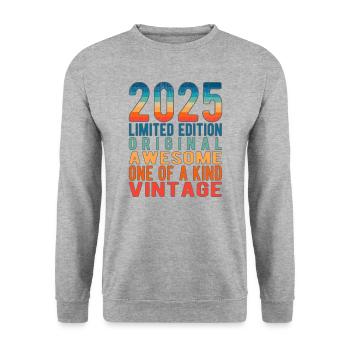 Edition limitée depuis 2025 Anniversaire Millésime 2025 - Sweat-shirt Unisexe - gris chiné - Devant - Alina (178cm) & Michal (187cm)