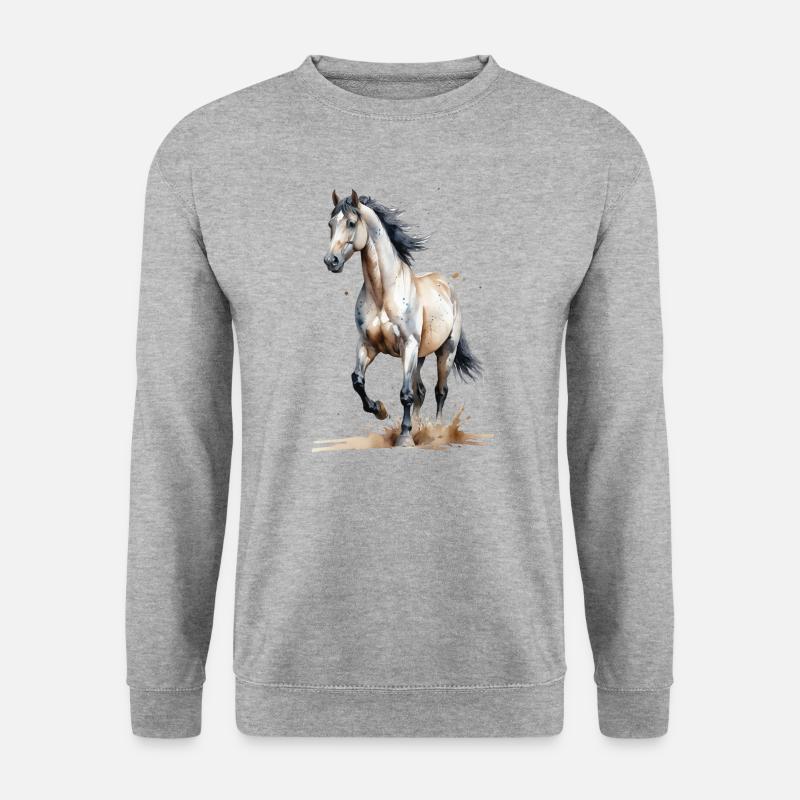 Aquarelle Cheval Capture Le Vent - Sweat-shirt Unisexe - gris chiné