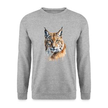 Majestic Lynx Watercolor - Unisex Sweatshirt - salt & pepper - Front - Alina (178cm) & Michal (187cm)