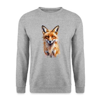 Playful Fox Watercolor - Unisex Sweatshirt - salt & pepper - Front - Alina (178cm) & Michal (187cm)