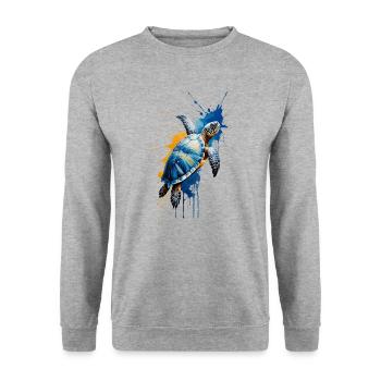 Watercolor Turtle - Peaceful Aquatic Creature - Unisex Sweatshirt - salt & pepper - Front - Alina (178cm) & Michal (187cm)