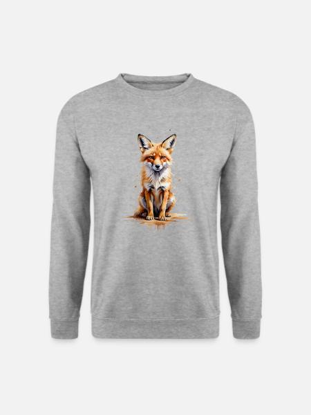 Fuchs Aquarell - Wilde Schönheit - Unisex Pullover - Weißgrau meliert