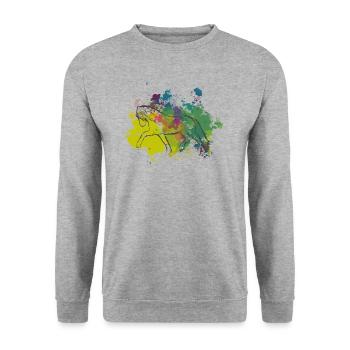 Green Trot - Unisex Pullover - Weißgrau meliert - Vorne - Alina (178cm) & Michal (187cm)