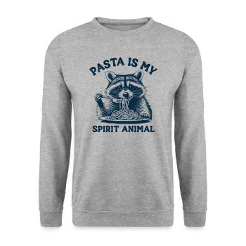 Pasta is my Spirit Animal - Unisex Pullover - Weißgrau meliert - Vorne - Alina (178cm) & Michal (187cm)