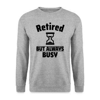 Rentner, aber immer beschäftigt - Unisex Pullover - Weißgrau meliert - Vorne - Alina (178cm) & Michal (187cm)