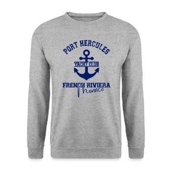 Port Hercules Yacht Club Monaco French Riviera - Unisex Sweatshirt - salt & pepper - Front - Alina (178cm) & Michal (187cm)