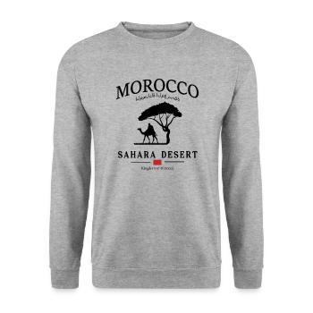 Désert du Sahara Maroc Trekking à dos de chameau - Sweat-shirt Unisexe - gris chiné - Devant - Alina (178cm) & Michal (187cm)