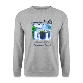 Iguazú Wasserfälle Malerische Natur Wasserfall Reise Advent - Unisex Pullover - Weißgrau meliert - Vorne - Alina (178cm) & Michal (187cm)