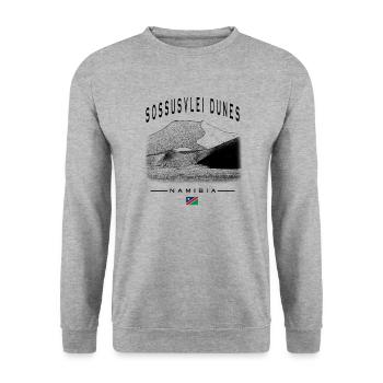 Sossusvlei Dünen Namibia Wüste Abenteuerreise - Unisex Pullover - Weißgrau meliert - Vorne - Alina (178cm) & Michal (187cm)