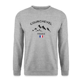 Courchevel Ski Resort French Alps Skiing Souvenir - Unisex Sweatshirt - salt & pepper - Front - Alina (178cm) & Michal (187cm)