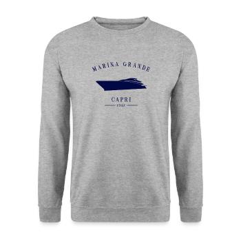 Marina Grande Capri Yacht Club Amalfi Coast Italy - Unisex Sweatshirt - salt & pepper - Front - Alina (178cm) & Michal (187cm)