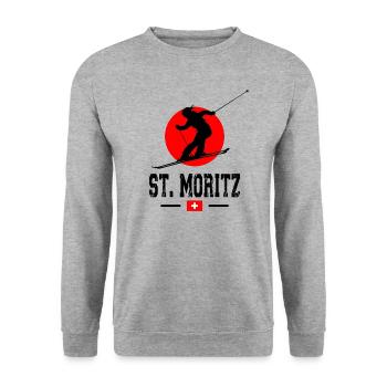 Station de ski de Saint-Moritz Alpes suisses Ski Souvenir - Sweat-shirt Unisexe - gris chiné - Devant - Alina (178cm) & Michal (187cm)