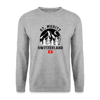 Station de ski de Saint-Moritz Alpes suisses Ski Souvenir - Sweat-shirt Unisexe - gris chiné - Devant - Alina (178cm) & Michal (187cm)