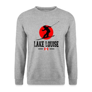 Lake Louise Ski Resort Canadian Rocky Mountains - Unisex Sweatshirt - salt & pepper - Front - Alina (178cm) & Michal (187cm)