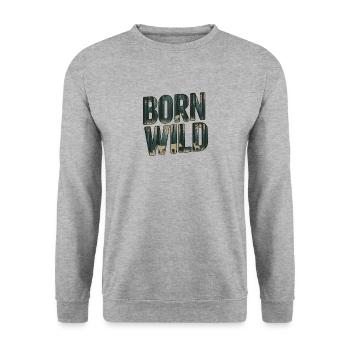 Born Wild: Nature-Inspired Typography - Unisex Sweatshirt - salt & pepper - Front - Alina (178cm) & Michal (187cm)