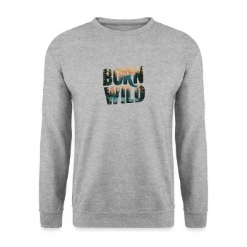 Born Wild: Scenic Landscape Typography - Unisex Sweatshirt - salt & pepper - Front - Alina (178cm) & Michal (187cm)