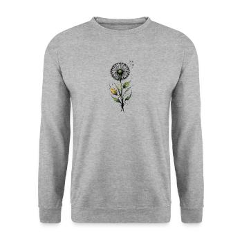 Delicate Dandelion Wishes - Unisex Sweatshirt - salt & pepper - Front - Alina (178cm) & Michal (187cm)