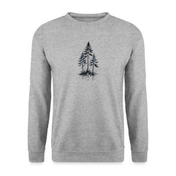 Watercolor Pine Grove - Unisex Sweatshirt - salt & pepper - Front - Alina (178cm) & Michal (187cm)