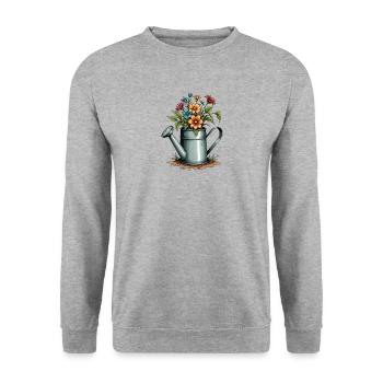 Watering Can Bloom - Unisex Sweatshirt - salt & pepper - Front - Alina (178cm) & Michal (187cm)