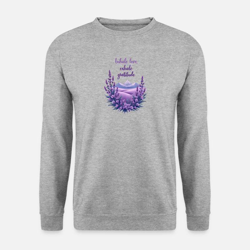 Lavendel Dankbarkeit Berg - Unisex Pullover - Weißgrau meliert