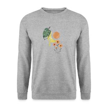 Monstera Moon Sun Floral Harmony - Unisex Sweatshirt - salt & pepper - Front - Alina (178cm) & Michal (187cm)