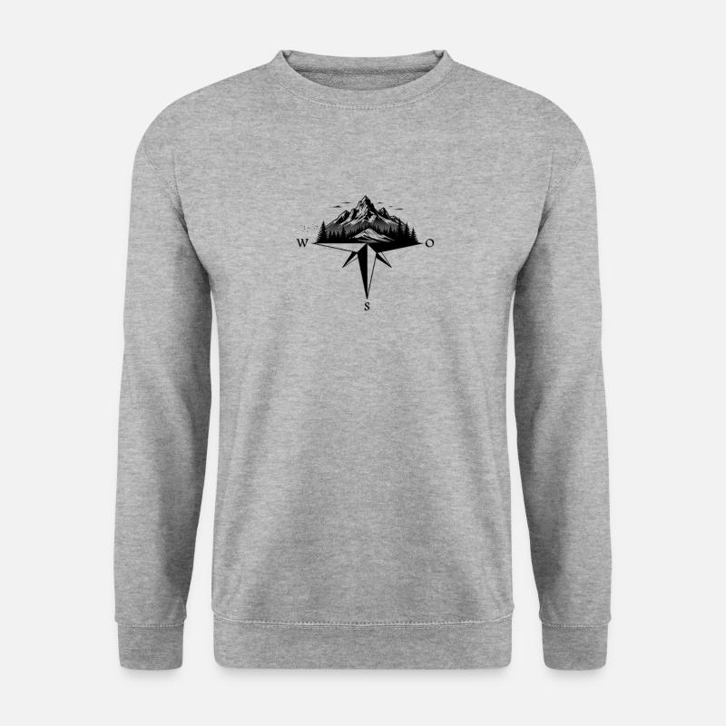 Bergkompass Abenteuer - Unisex Pullover - Weißgrau meliert