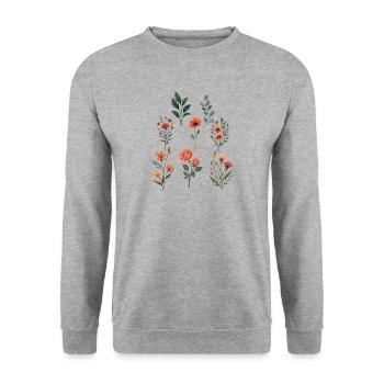 Assorted Floral Botanical Set - Unisex Sweatshirt - salt & pepper - Front - Alina (178cm) & Michal (187cm)