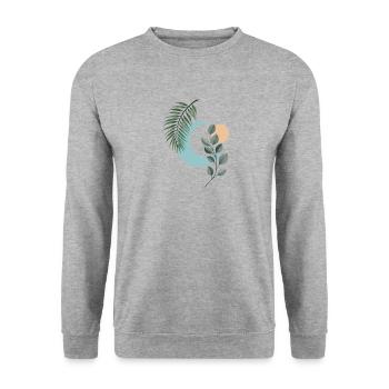 Botanical Moon Sun Serenity - Unisex Sweatshirt - salt & pepper - Front - Alina (178cm) & Michal (187cm)