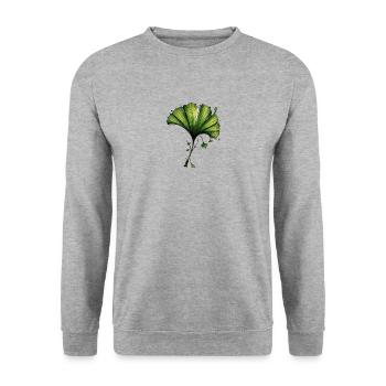 Ginkgo Leaf Watercolor Ink - Unisex Sweatshirt - salt & pepper - Front - Alina (178cm) & Michal (187cm)