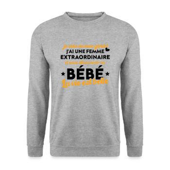 Je suis un mec génial j'ai une femme extraordinair - Sweat-shirt Unisexe - gris chiné - Devant - Alina (178cm) & Michal (187cm)