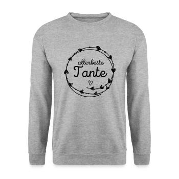 Beste Tante 2023 / Patentante / Du wirst Tante - Unisex Pullover - Weißgrau meliert - Vorne - Alina (178cm) & Michal (187cm)