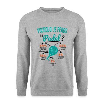 Padel gift idea - Why am I losing at Padel? - Unisex Sweatshirt - salt & pepper - Front - Alina (178cm) & Michal (187cm)