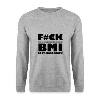 F#CK BMI - Unisex Pullover - Weißgrau meliert - Vorne - Alina (178cm) & Michal (187cm)