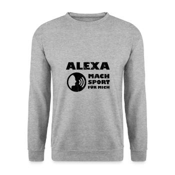 Alexa T-Shirt - Alexa, mach Sport für mich! - Unisex Pullover - Weißgrau meliert - Vorne - Alina (178cm) & Michal (187cm)