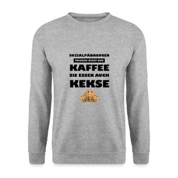 Sozialpädagogen Trinken Nicht Nur Kaffee… - Unisex Pullover - Weißgrau meliert - Vorne - Alina (178cm) & Michal (187cm)