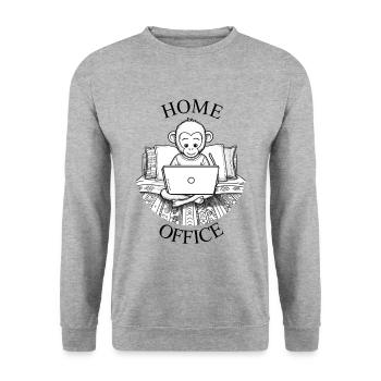 Monkey on Bed in Home Office - Unisex Sweatshirt - salt & pepper - Front - Alina (178cm) & Michal (187cm)