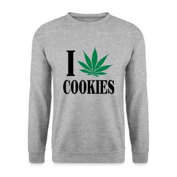 I love cookies - Unisex Pullover - Weißgrau meliert - Vorne - Alina (178cm) & Michal (187cm)