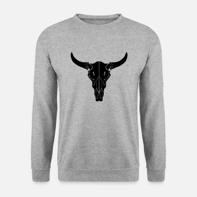 cooler Rinderschädel - Unisex Pullover - Weißgrau meliert