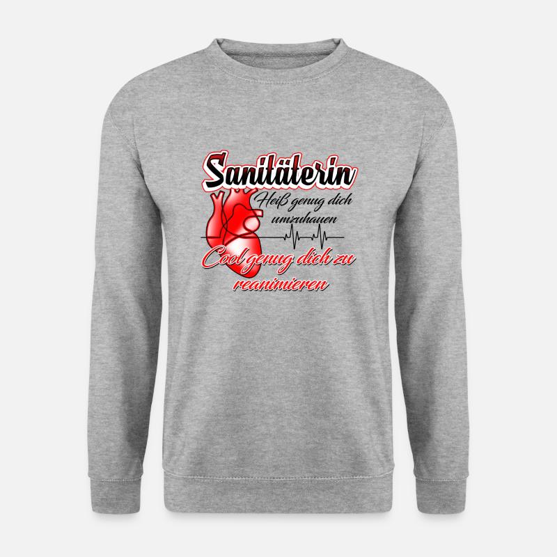 Sanitäter Rettungssanitäter Rettungswagen Geschenk - Unisex Pullover - Weißgrau meliert