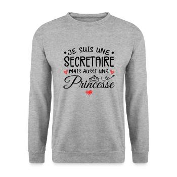 Je Suis Une Secrétaire, Mais Aussi Une Princesse - Sweat-shirt Unisexe - gris chiné - Devant - Alina (178cm) & Michal (187cm)