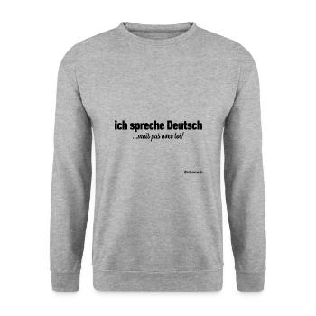 Deutsch - Französisch - Unisex Pullover - Weißgrau meliert - Vorne - Alina (178cm) & Michal (187cm)