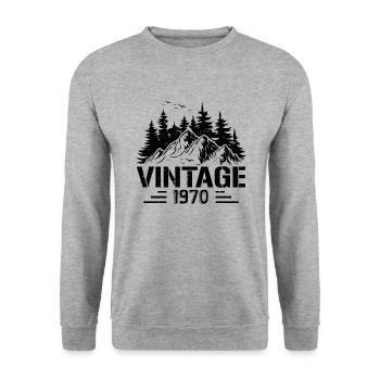 T-Shirt VINTAGE 1970 - Unisex Pullover - Weißgrau meliert - Vorne - Alina (178cm) & Michal (187cm)