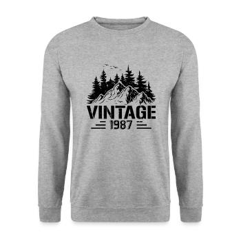 T-Shirt VINTAGE 1987 - Unisex Pullover - Weißgrau meliert - Vorne - Alina (178cm) & Michal (187cm)