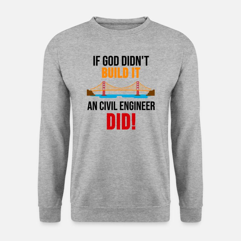 Bau Ingenieur Shirt Brücke Gebäude Beruf Geschenk - Unisex Pullover - Weißgrau meliert