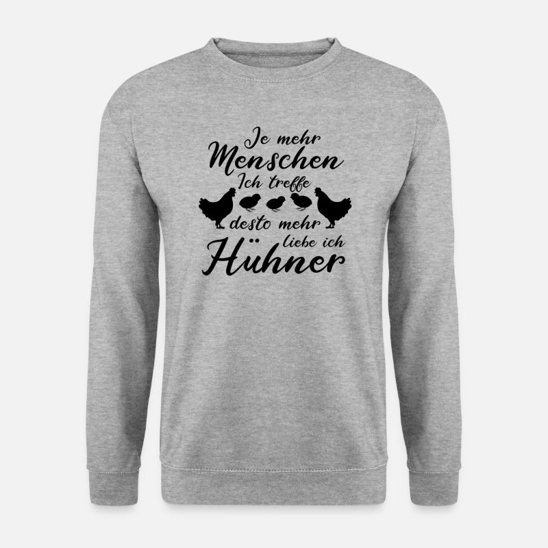 Hühnerstall Hühner Huhn Bäuerin Bauernhof Geschenk - Unisex Pullover - Weißgrau meliert