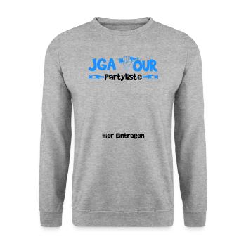 JGA Bachelor Party Guest List Gift - Unisex Sweatshirt - salt & pepper - Front - Alina (178cm) & Michal (187cm)