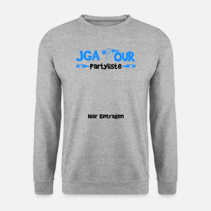 JGA Junggesellenabschied Gästeliste Geschenk - Unisex Pullover - Weißgrau meliert
